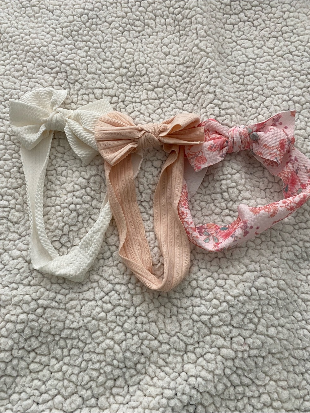 Kids Bow Headband Trio - Cream, Peach & Pink Floral
